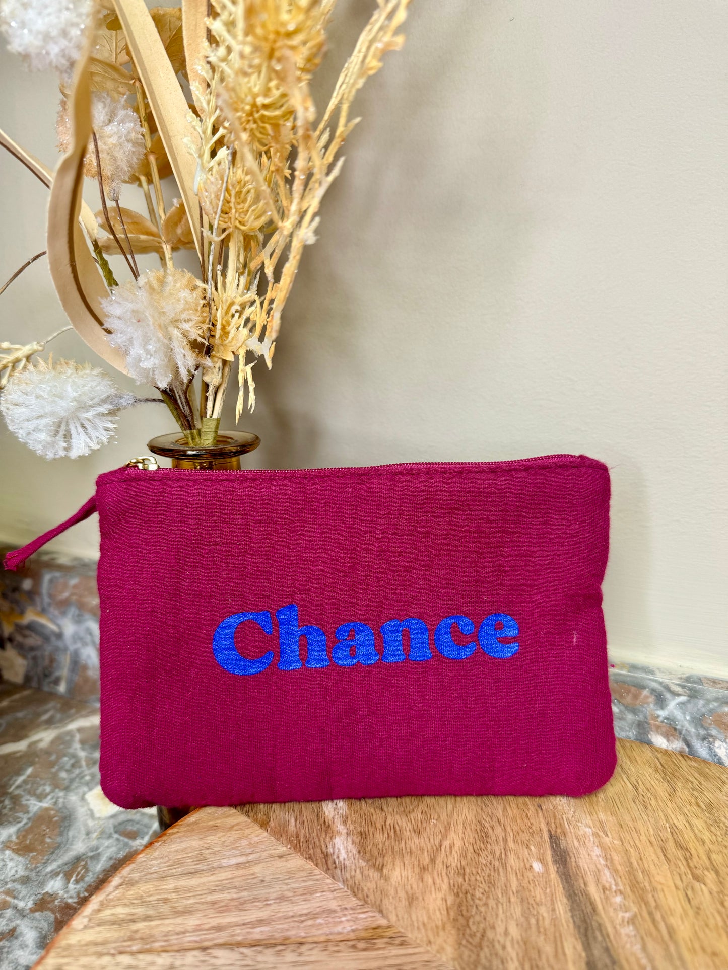 Pochette Chance kaki - bordeau