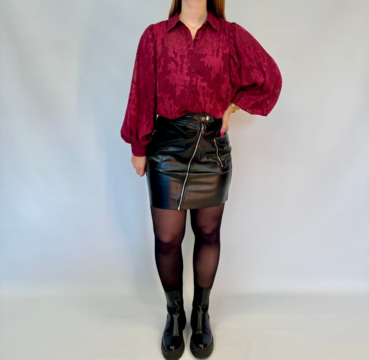 Chemisier Plume bordeaux