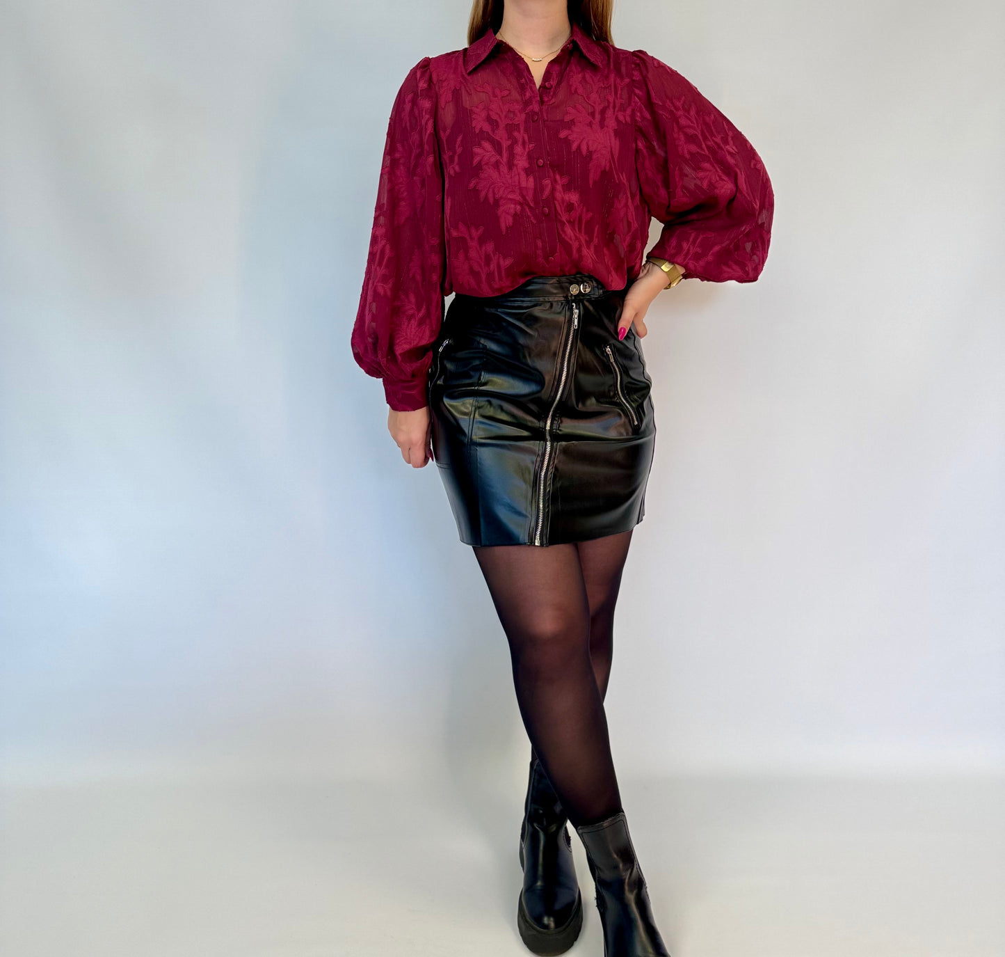 Chemisier Plume bordeaux