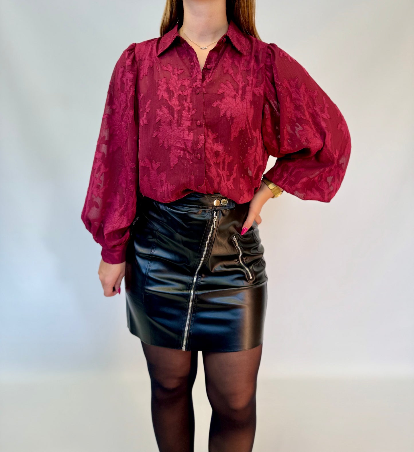 Chemisier Plume bordeaux