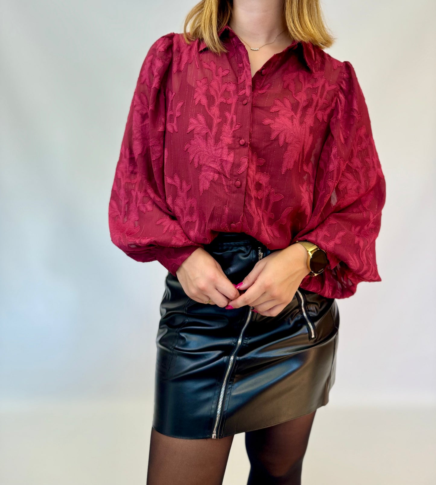 Chemisier Plume bordeaux