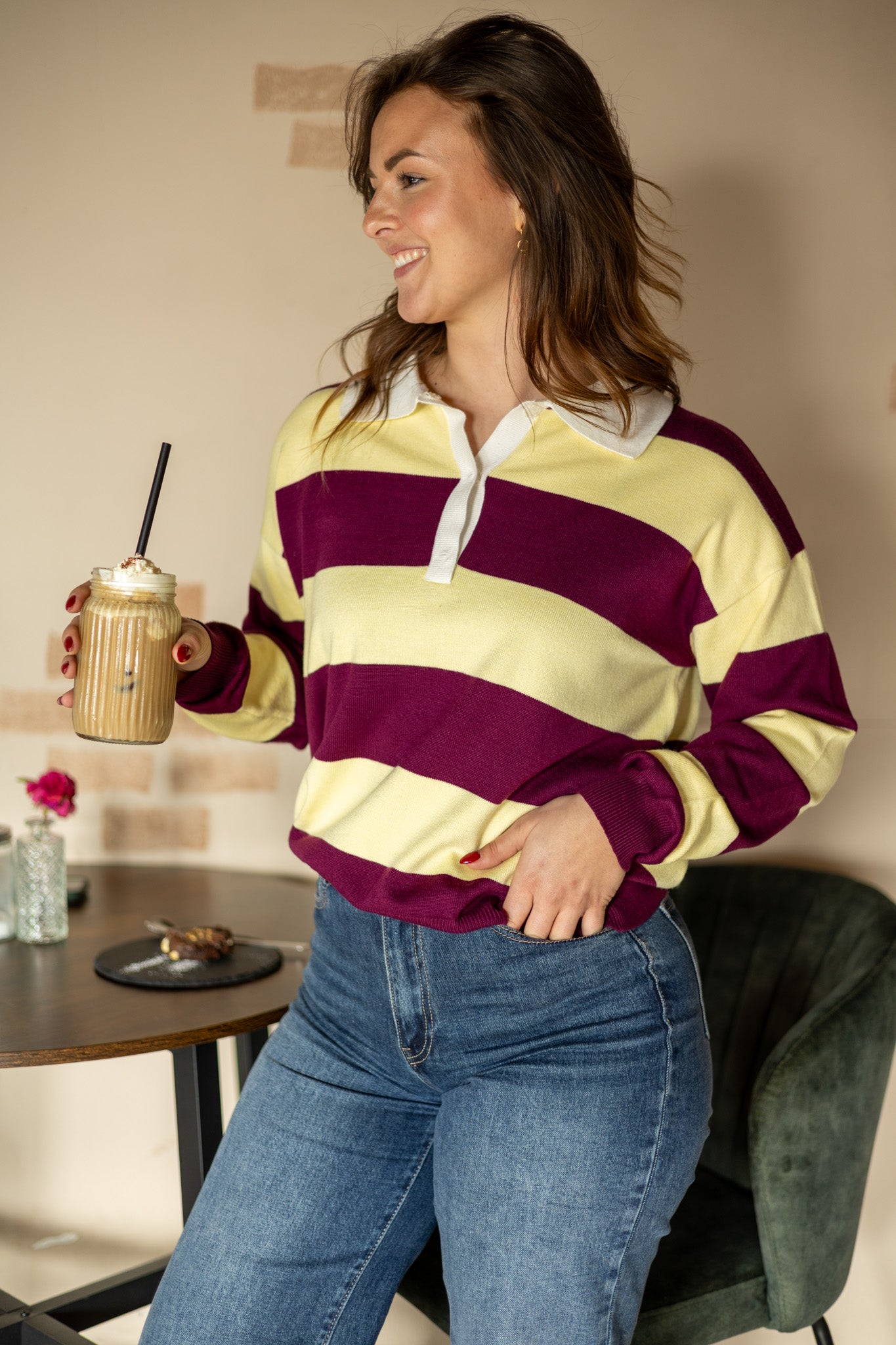 POLO RUBY - BORDEAUX ET JAUNE