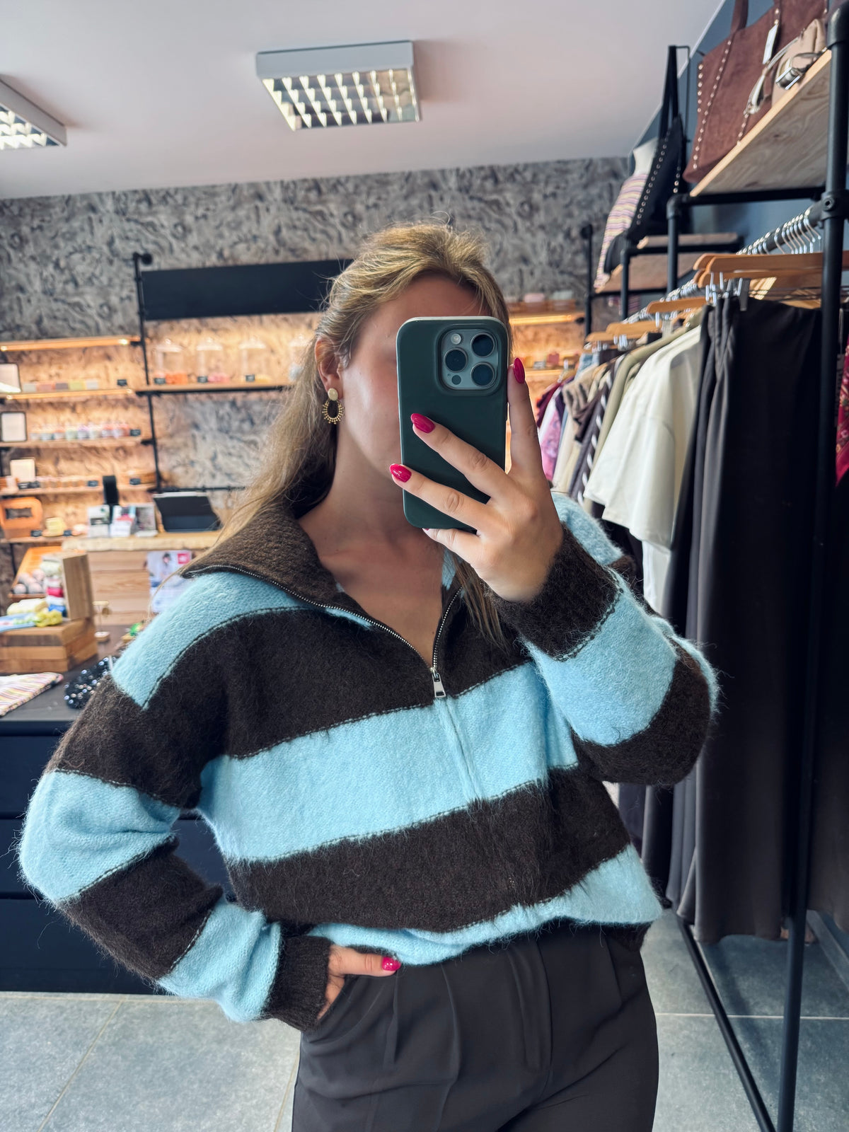 GILET DANY - Chocolat / bleu