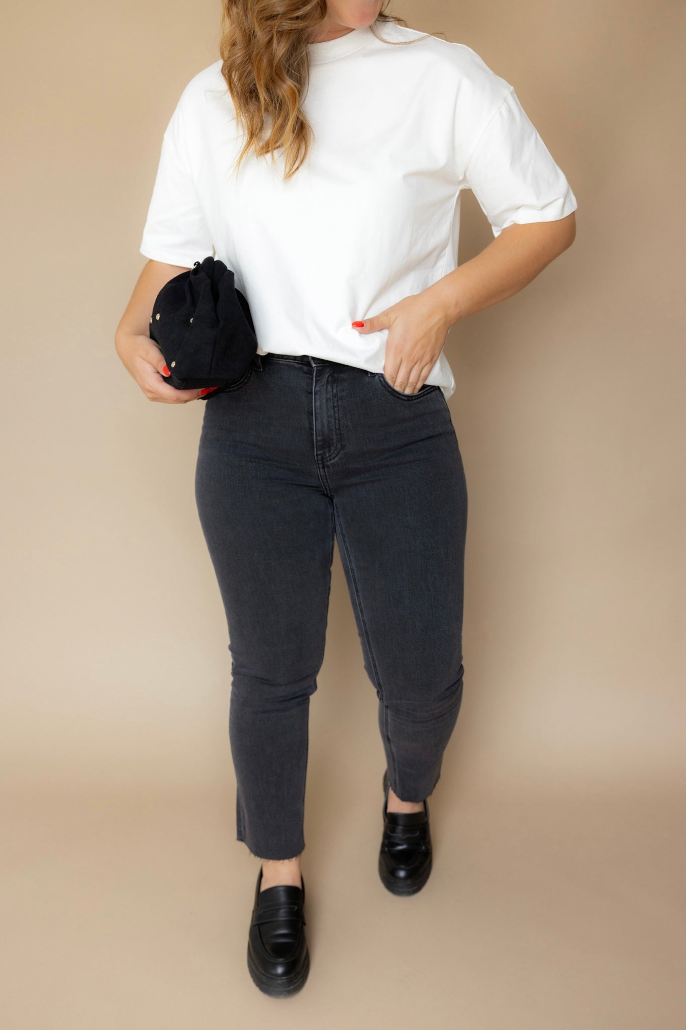 JEANS MILO - Gris moyen coupé mom fit