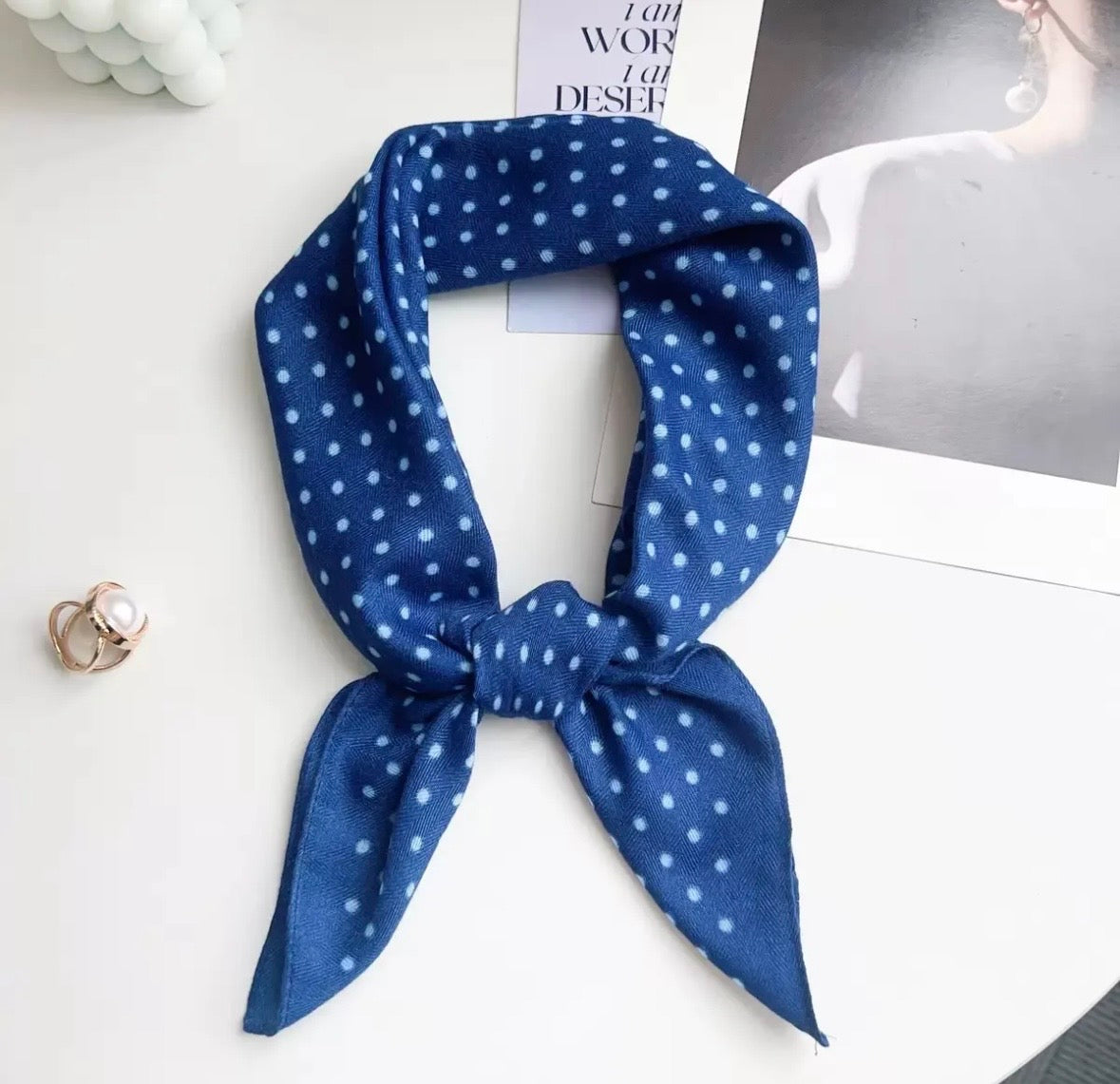 FOULARD A POIS - BLEU