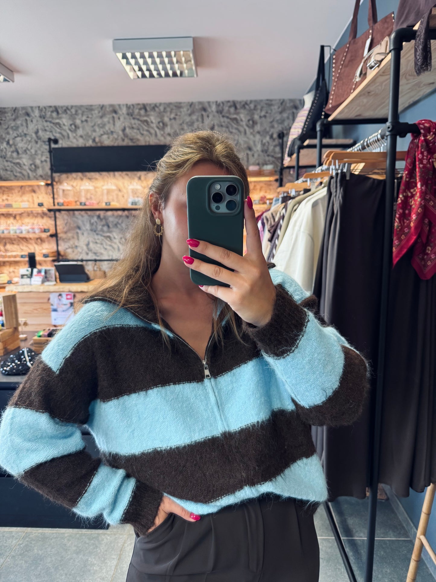GILET DANY - Chocolat / bleu