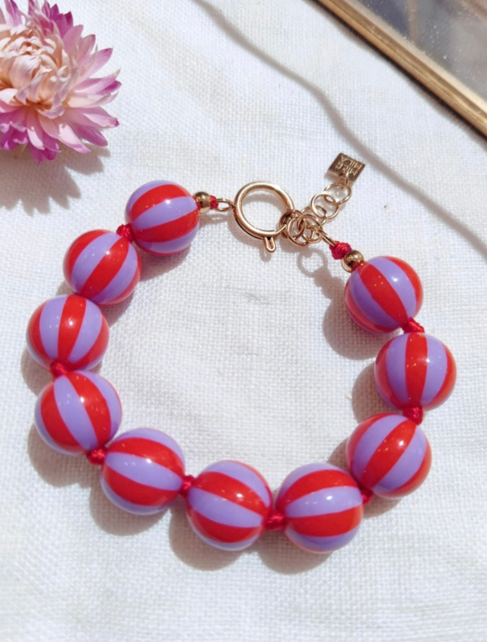 BRACELET RÉSINE - ROUGE ET VIOLET