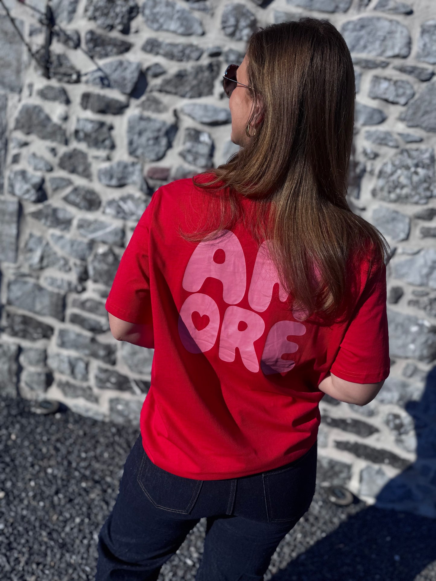 T-SHIRT AMORE - ROUGE ET ROSE