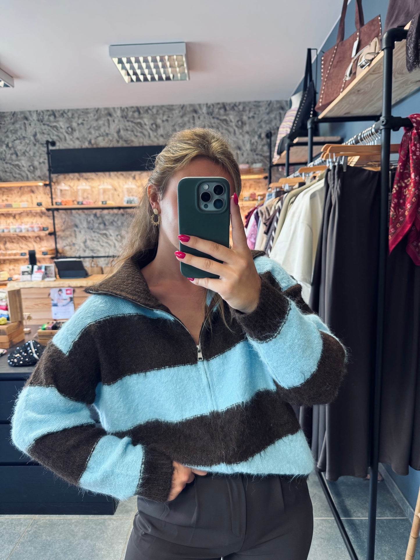 GILET DANY - Chocolat / bleu