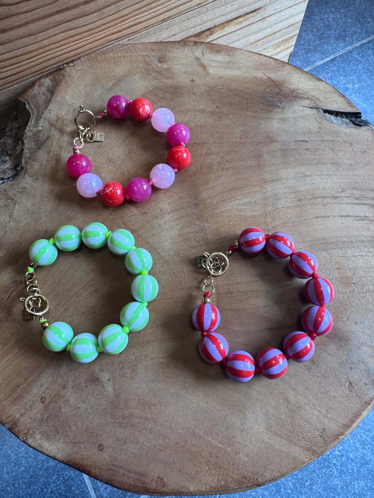 BRACELET RÉSINE - ROSE ET ROUGE