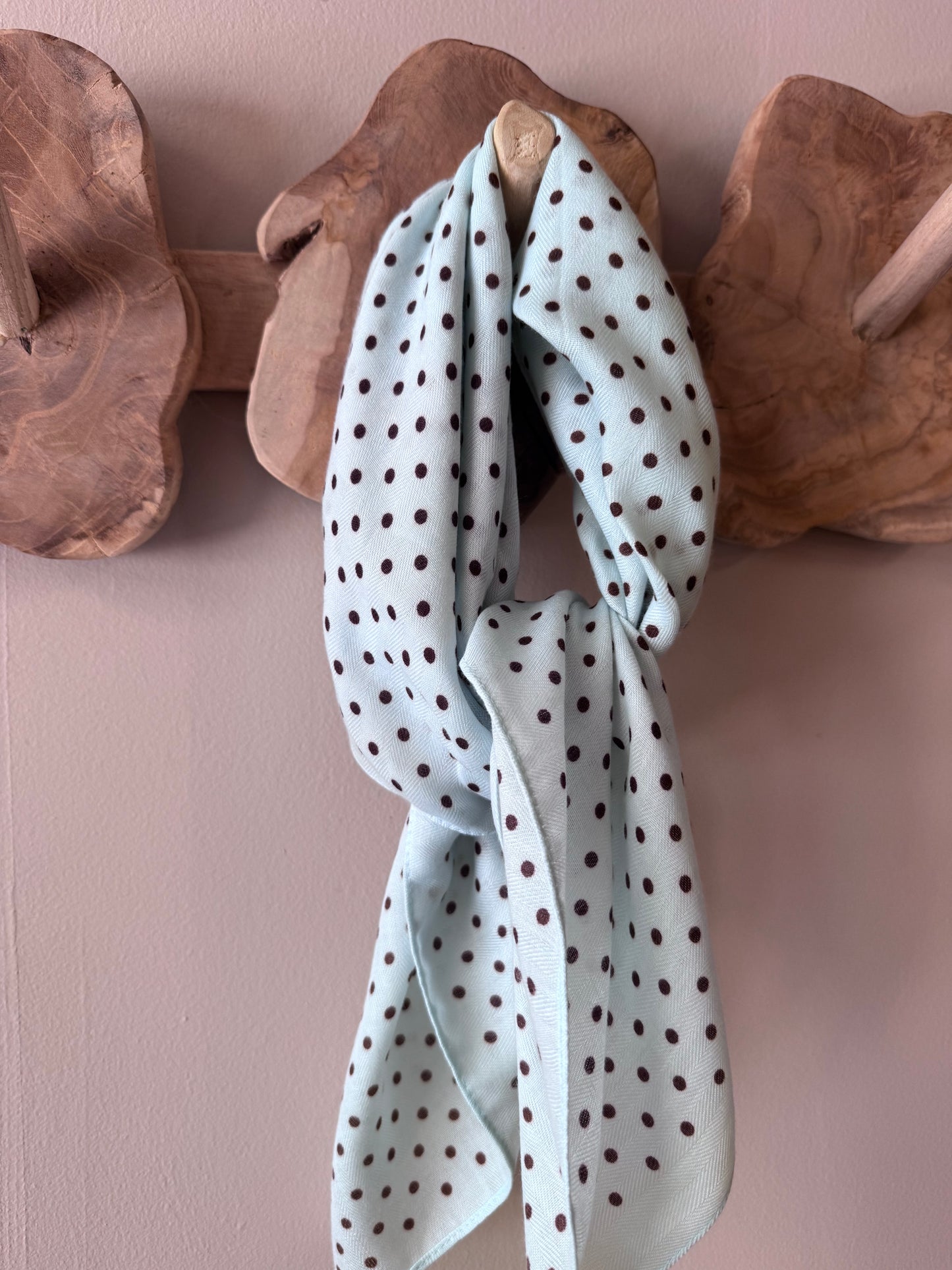 FOULARD A POIS - BLEU ET MARRON