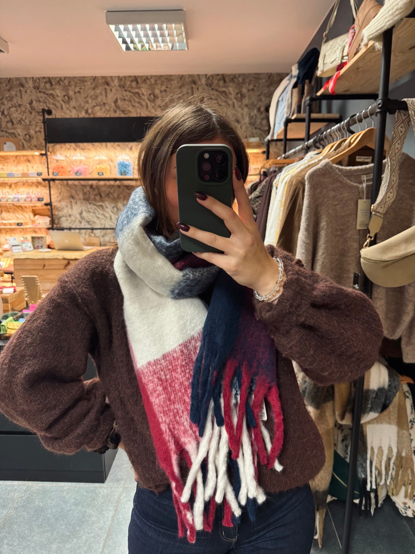 Echarpe Solena rouge/bleue