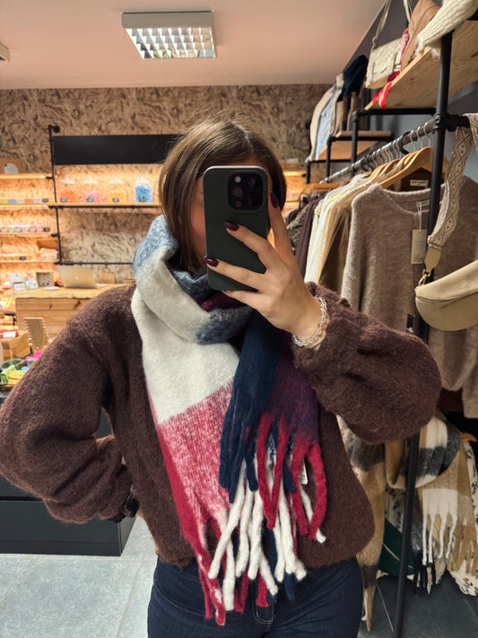 Echarpe Solena rouge/bleue