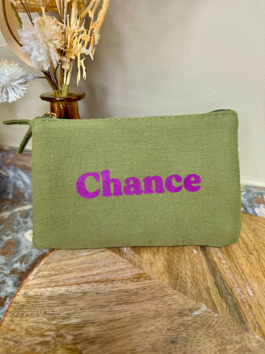 Pochette Chance kaki - bordeau