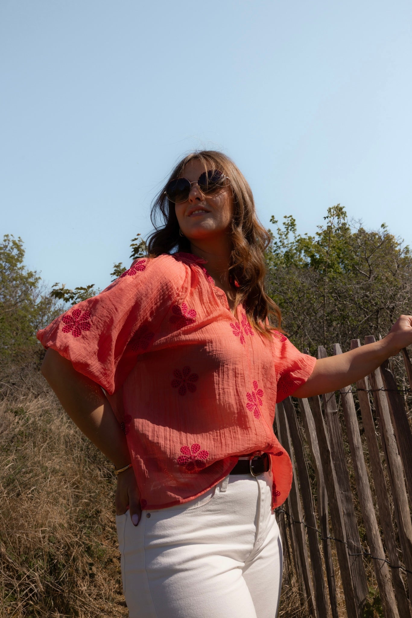BLOUSE FLEUR - ORANGE