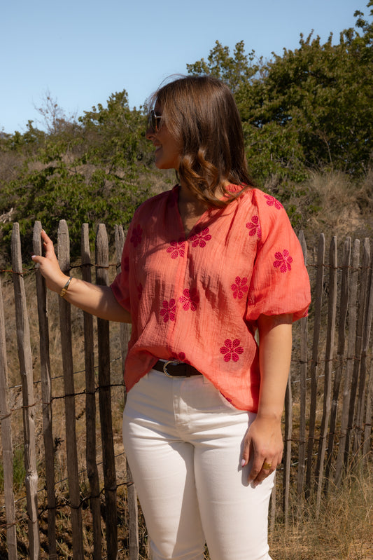 BLOUSE FLEUR - ORANGE