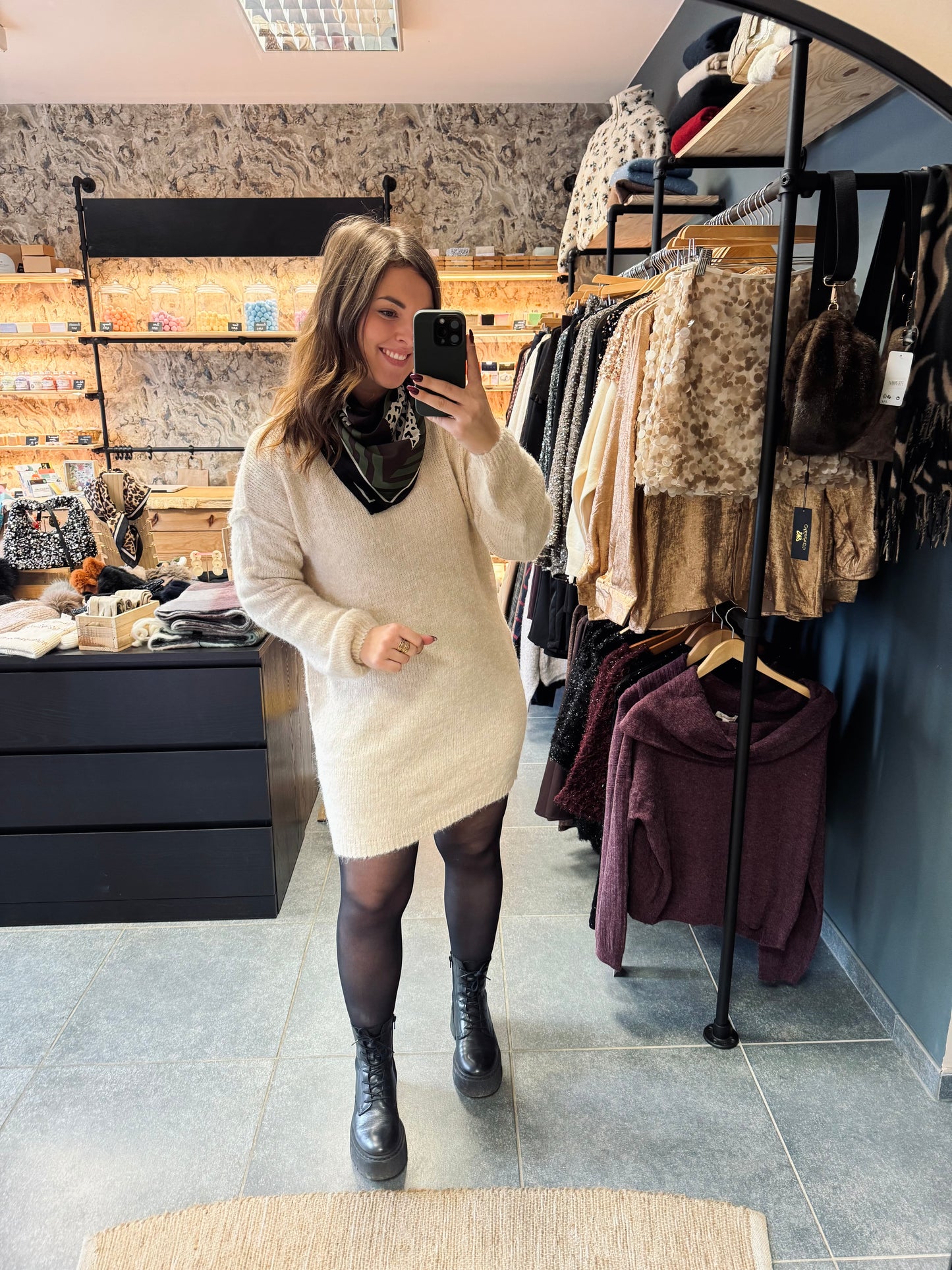 Robe pull Andréa beige
