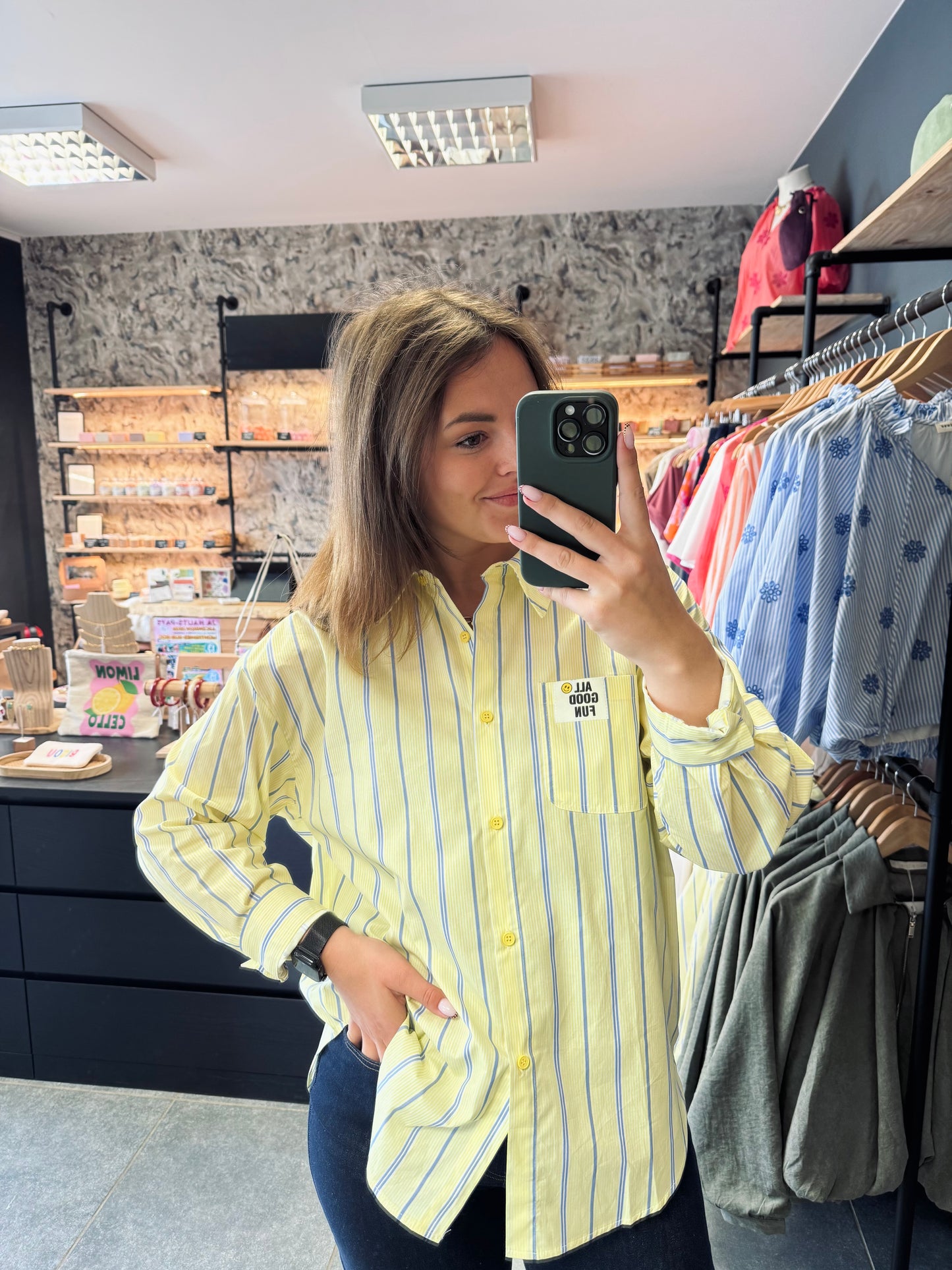 CHEMISE ELIA - JAUNE ET BLEU