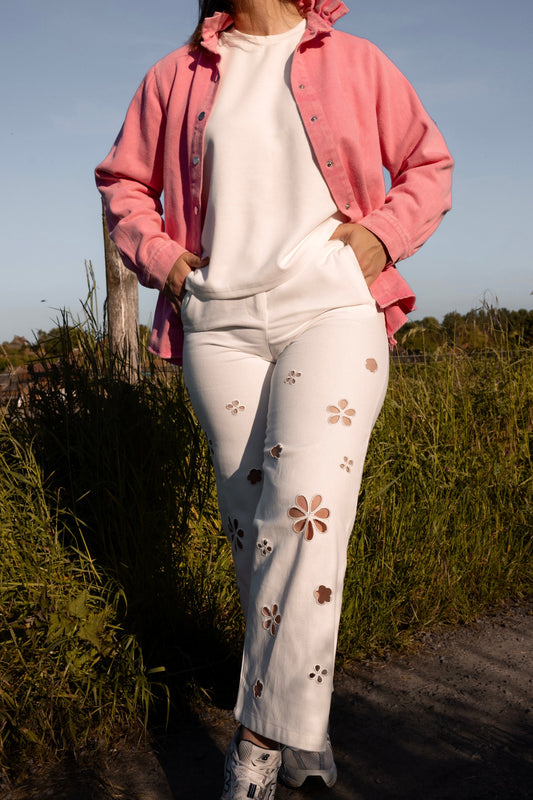 JEANS FLEUR - BLANC