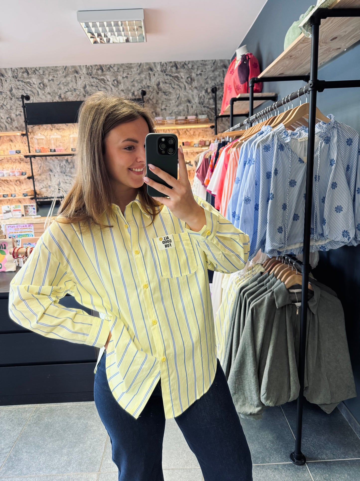CHEMISE ELIA - JAUNE ET BLEU