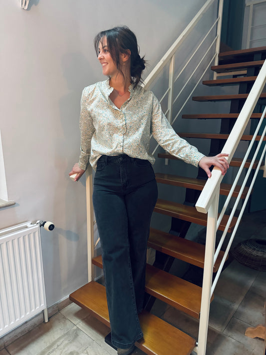 Lino gris - Jeans wide leg