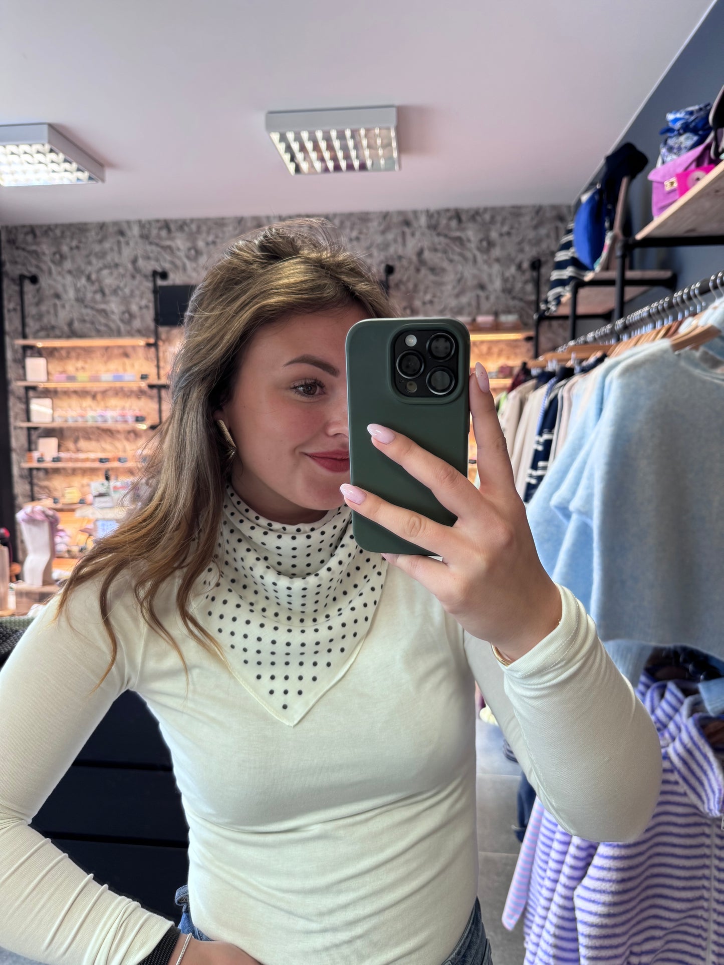 FOULARD A POIS - BLANC