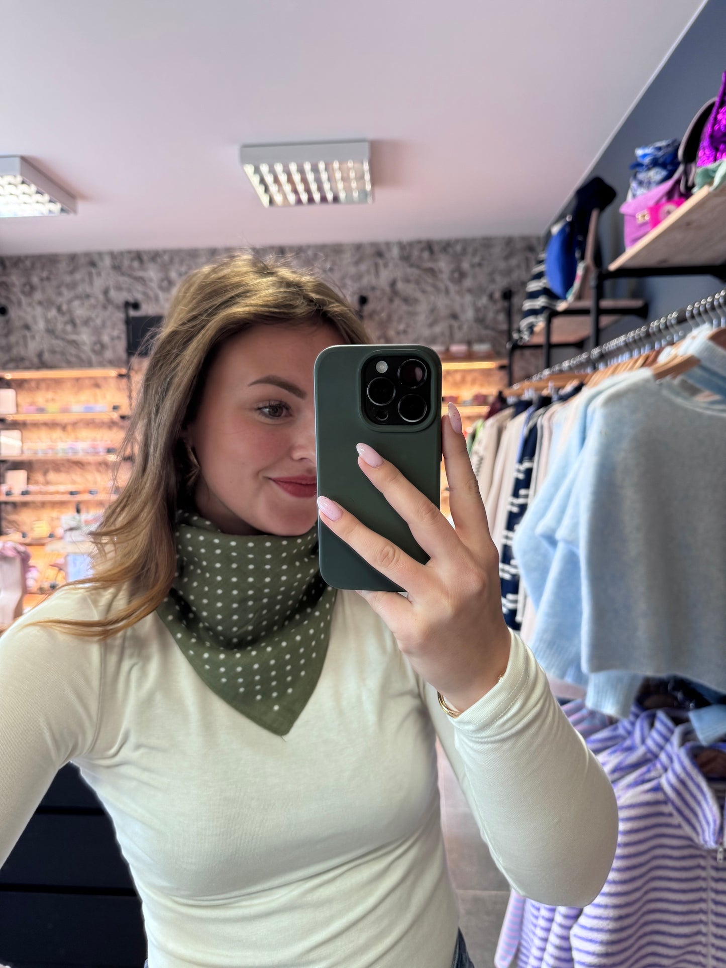 FOULARD A POIS - KAKI