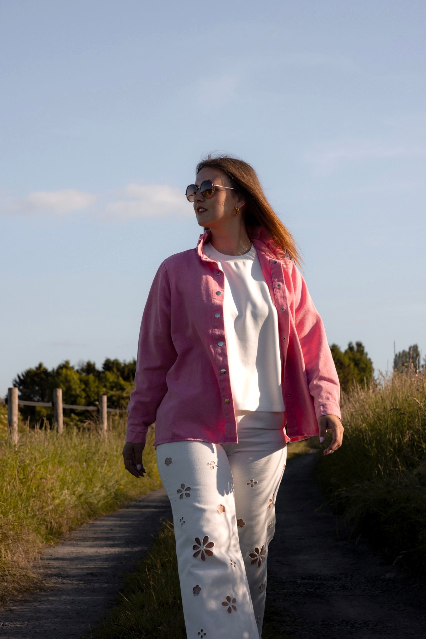JEANS FLEUR - BLANC