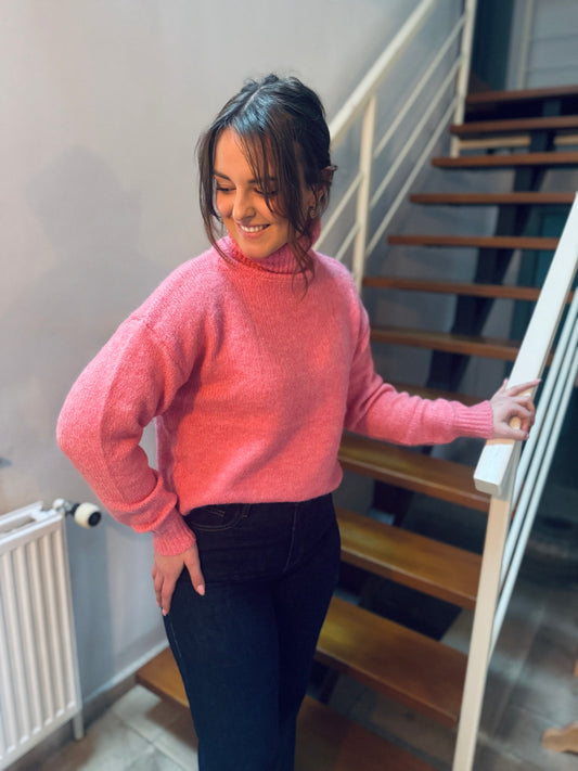 Nina rose - pull à col roulé