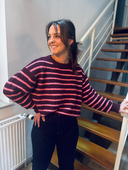 Elza bordeaux - pull ligné