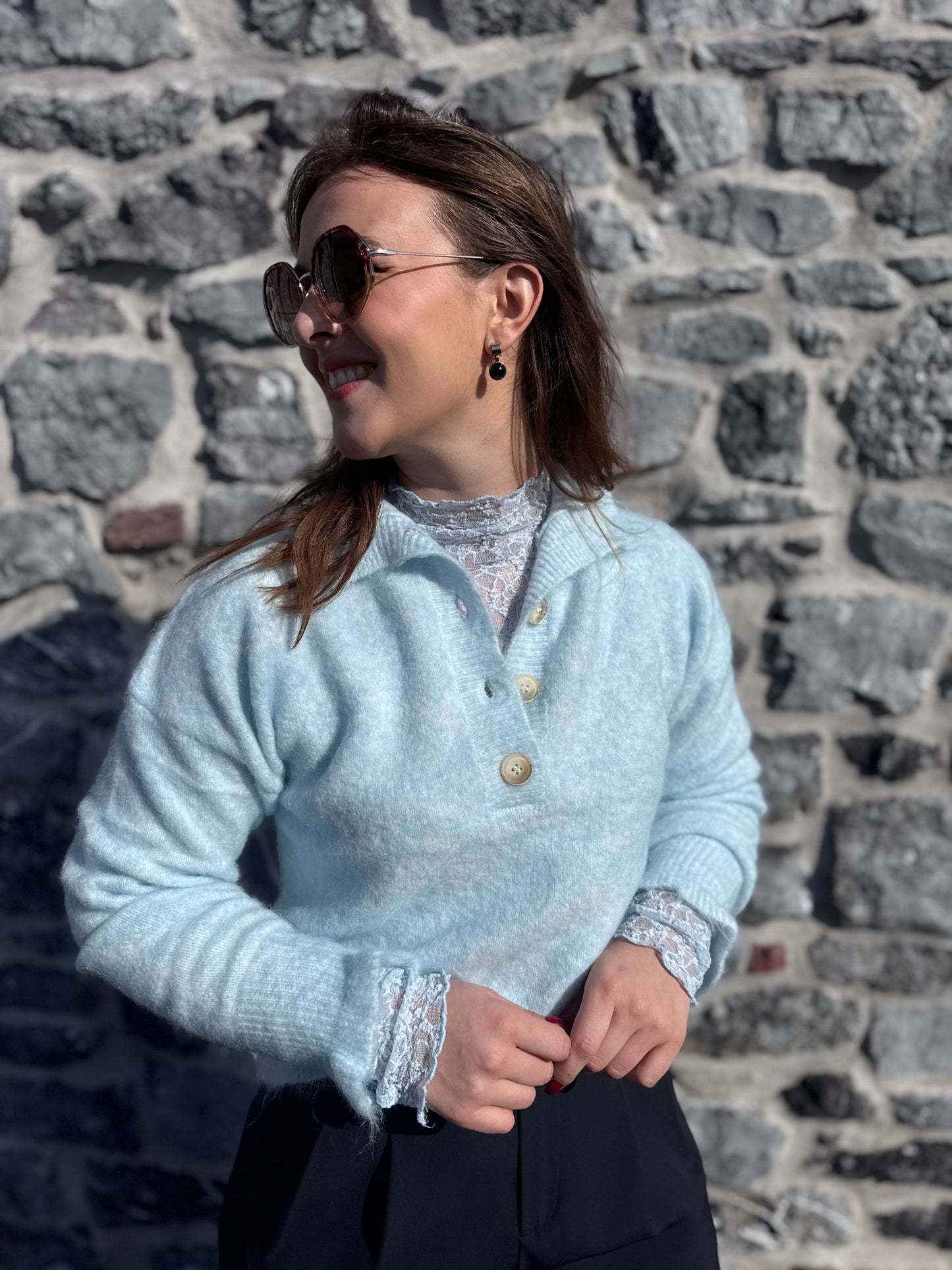 BLOUSE FLORE - BLEU