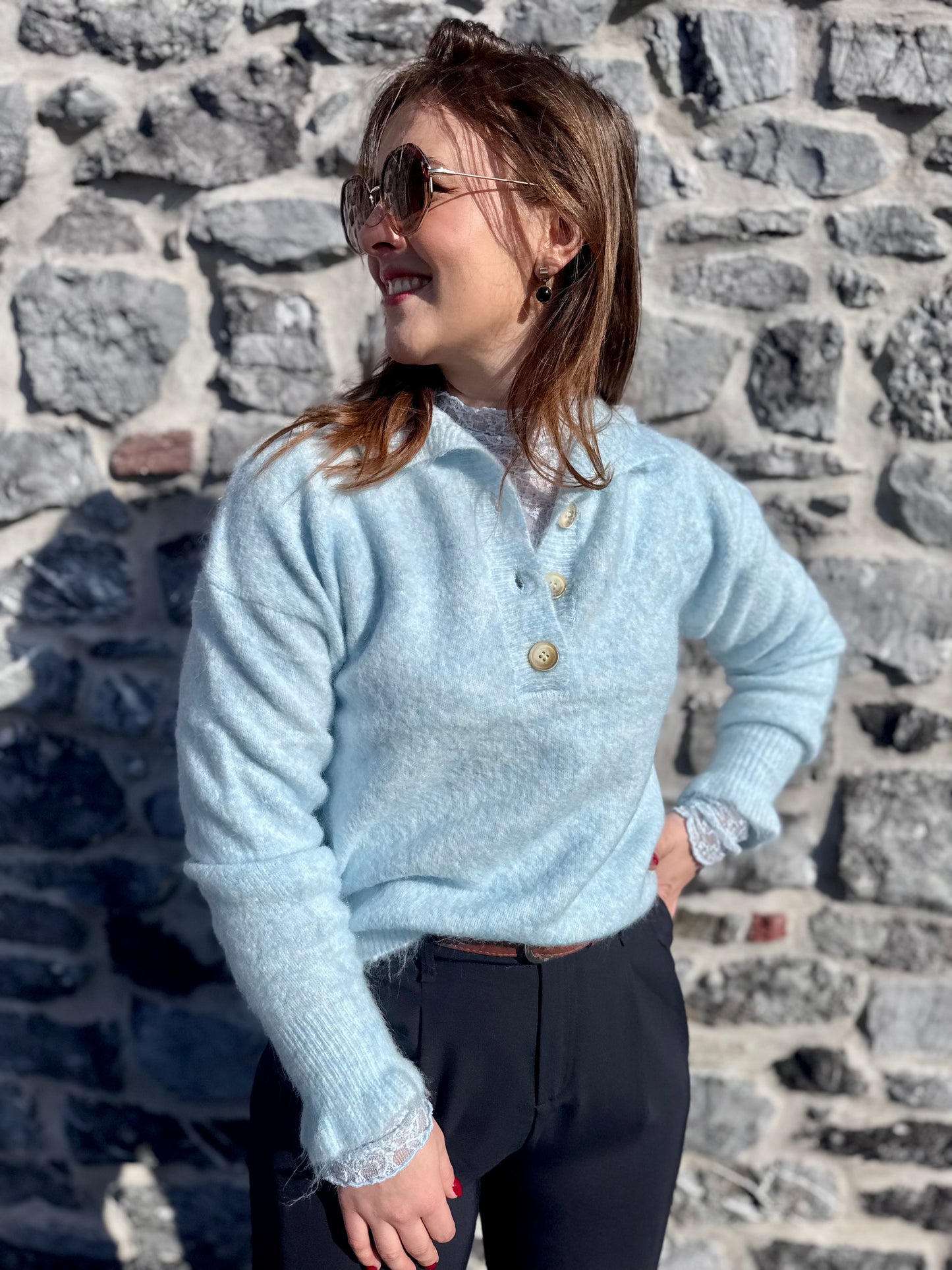 BLOUSE FLORE - BLEU