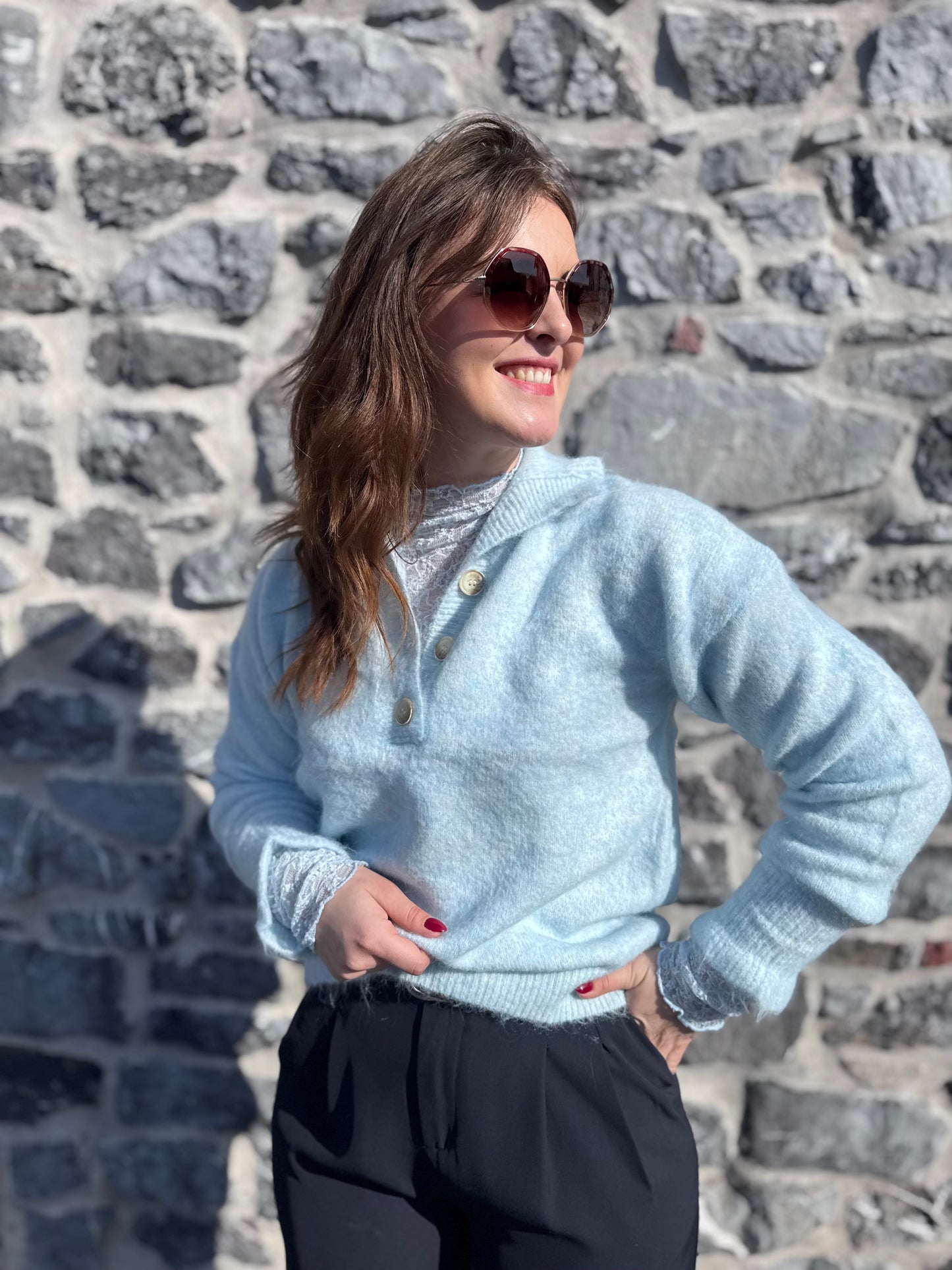 BLOUSE FLORE - BLEU