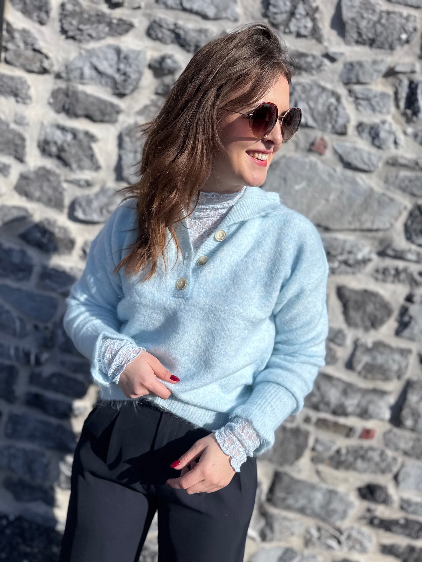 BLOUSE FLORE - BLEU