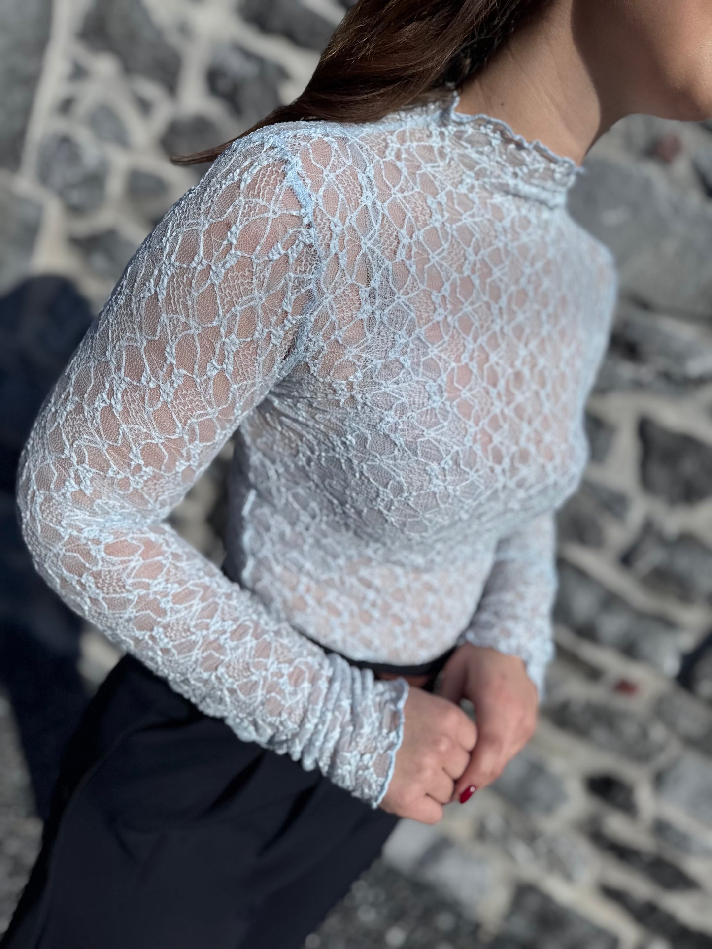 BLOUSE FLORE - BLEU
