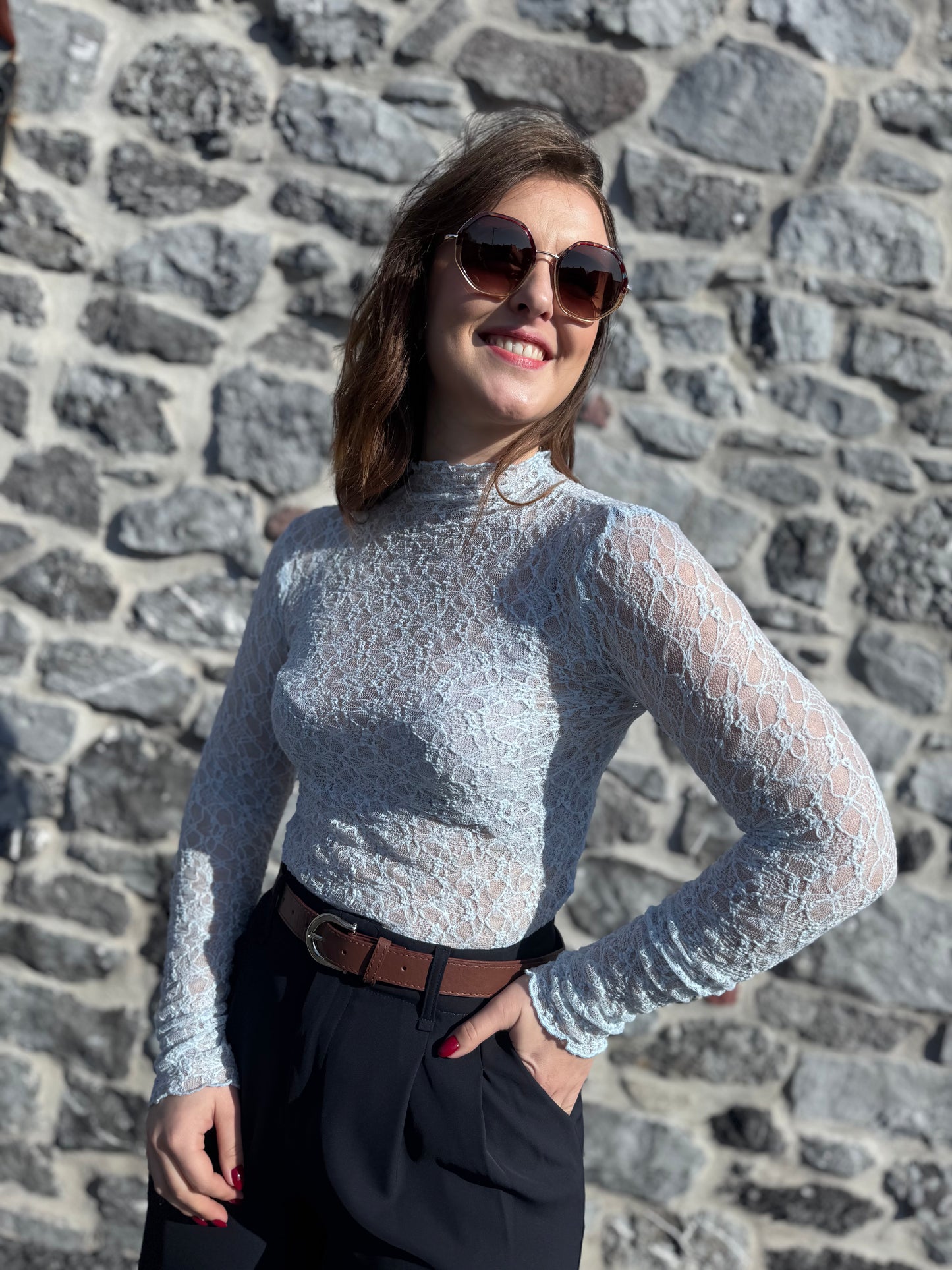 BLOUSE FLORE - BLEU