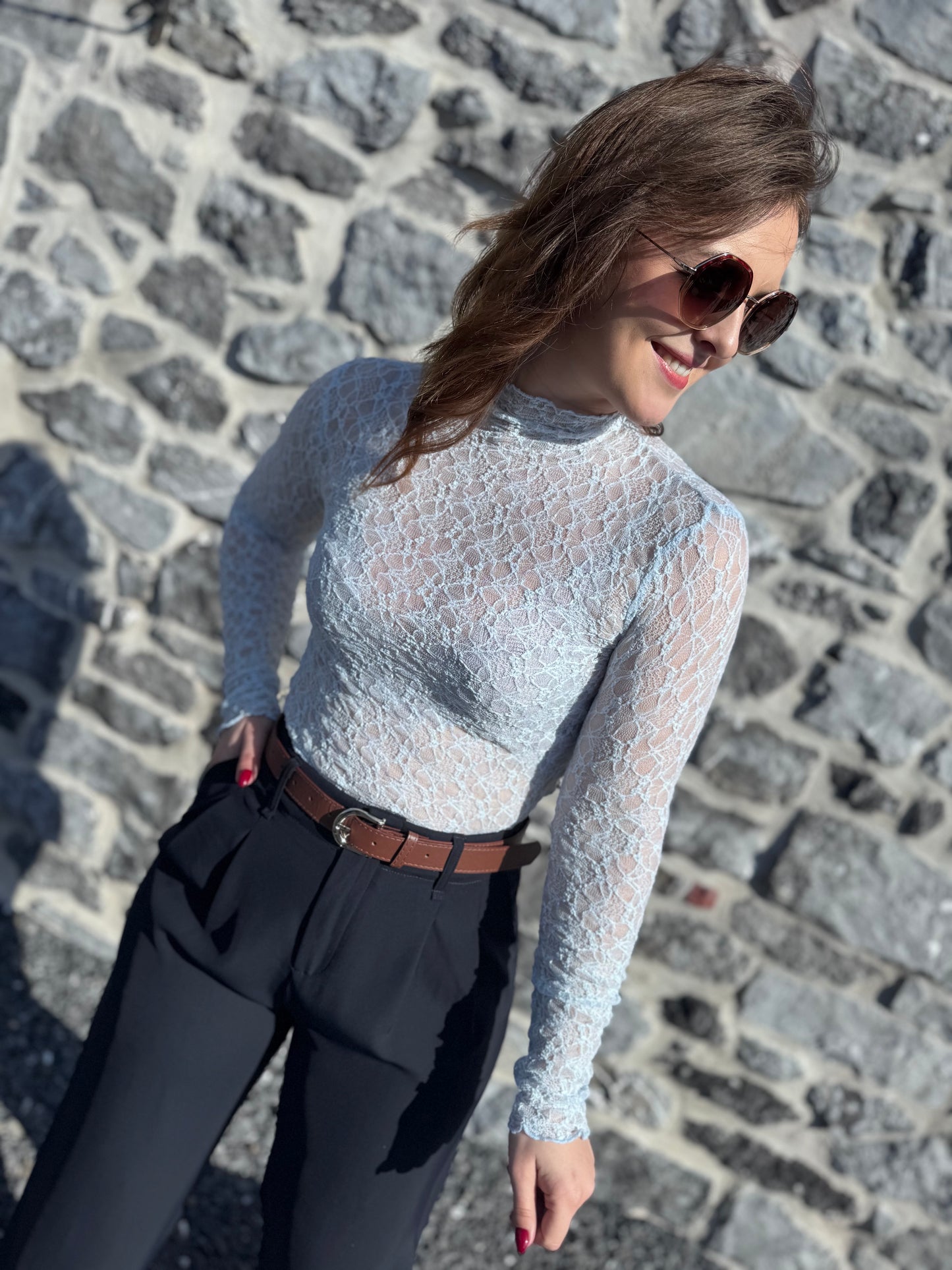 BLOUSE FLORE - BLEU