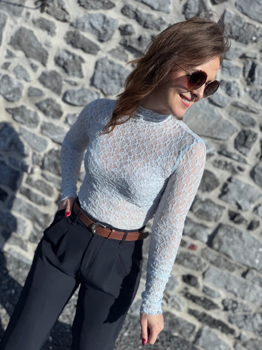 BLOUSE FLORE - BLEU