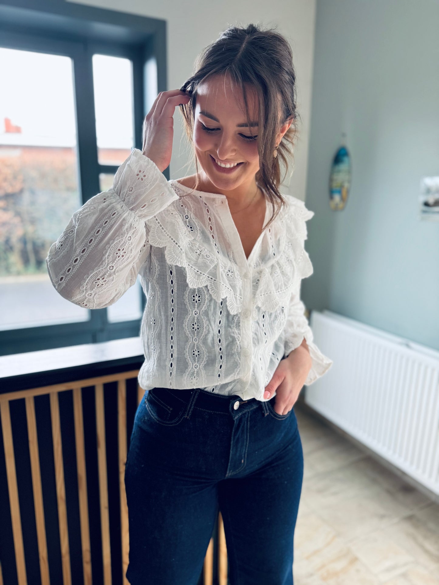 Nova blanc - Chemisier brodé