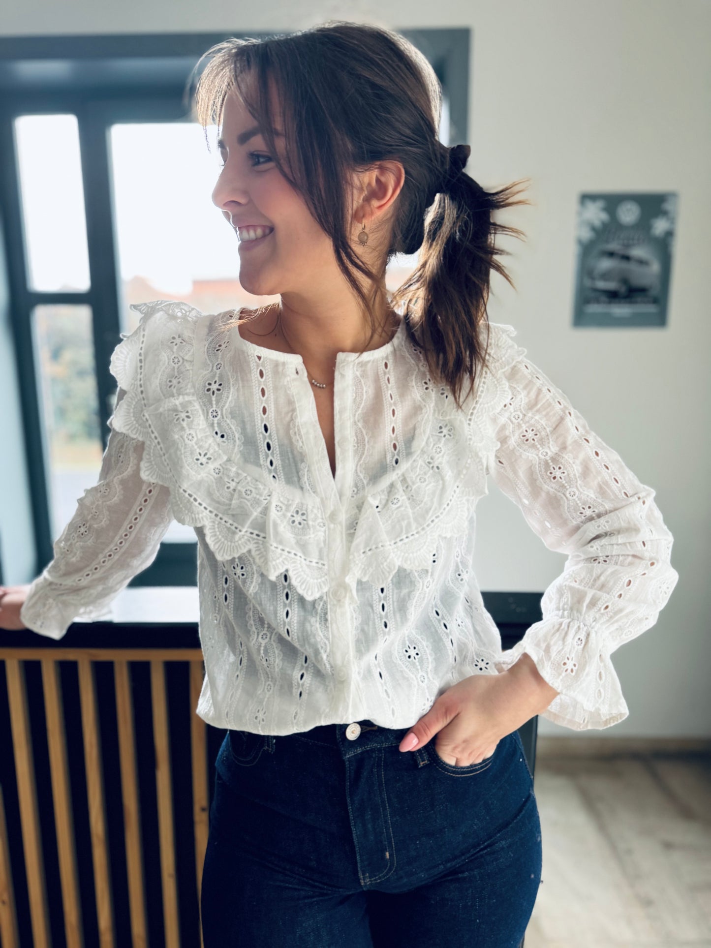 Nova blanc - Chemisier brodé